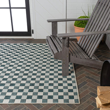 Aimee Traditional Cottage Checkerboard Indoor/Outdoor Area Rug